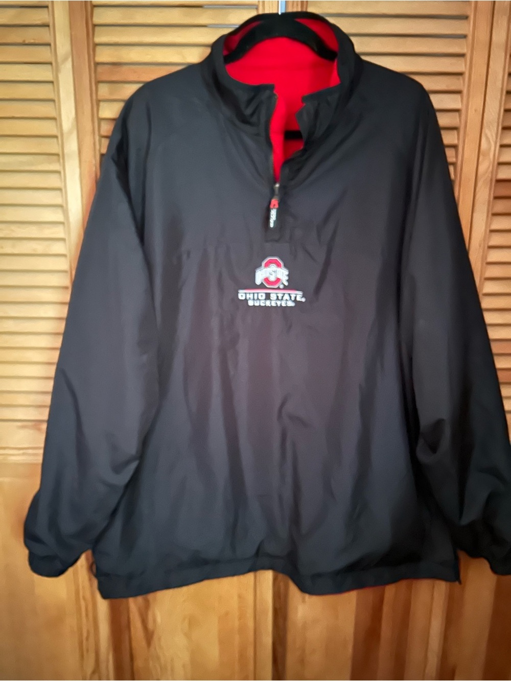 Ohio State Buckeyes Black Pull-Over Reversible Windbreaker/ Fleece Jacket XL